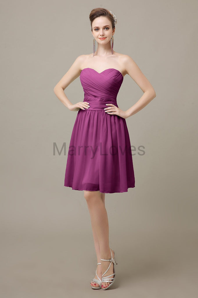 Sweetheart Short Chiffon Bridesmaid Dresses