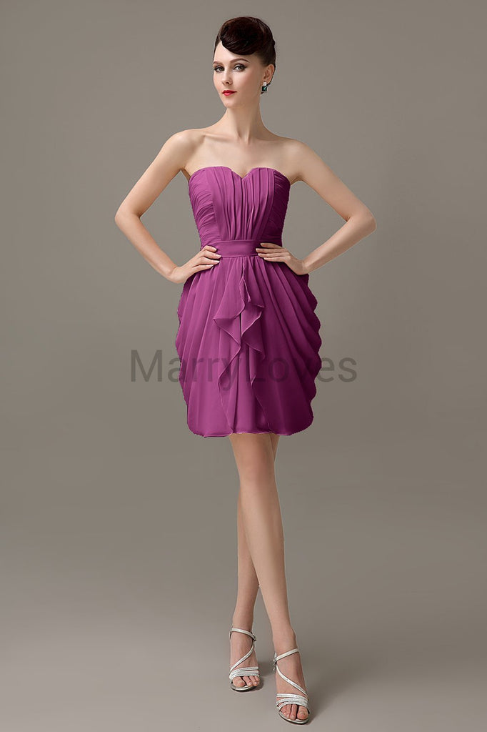 Sweetheart Chiffon Short Bridesmaid Dresses