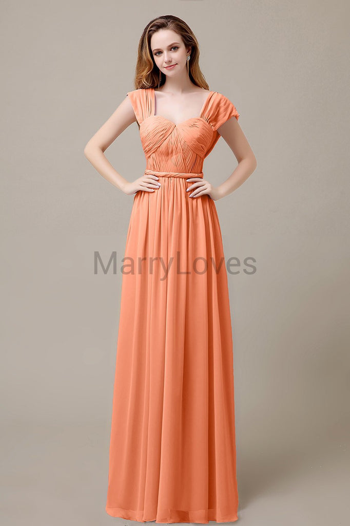 Floor Length Chiffon Bridesmaid Dresses with Pleated