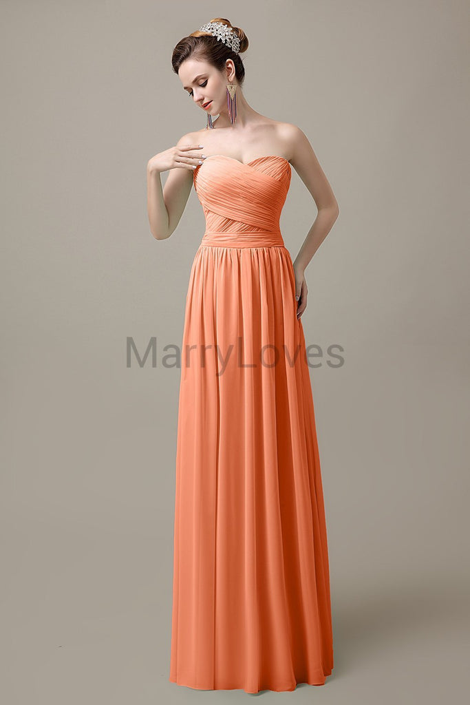 Sweetheart Pleats Chiffon Bridesmaid Dresses