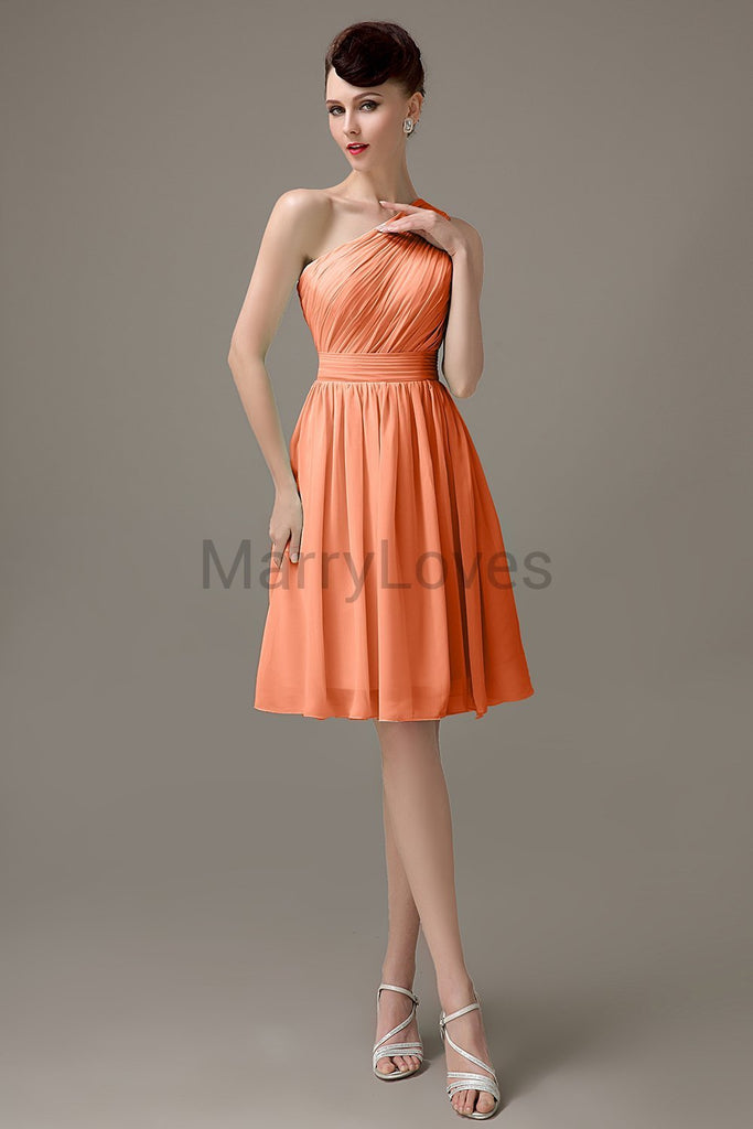 One Shoulder Pleats Bridesmaid Dresses