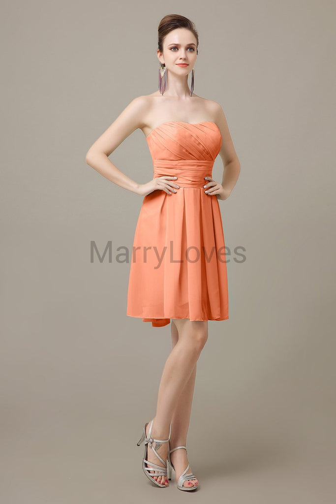 Strapless Pleats Sweetheart Bridesmaid Dresses