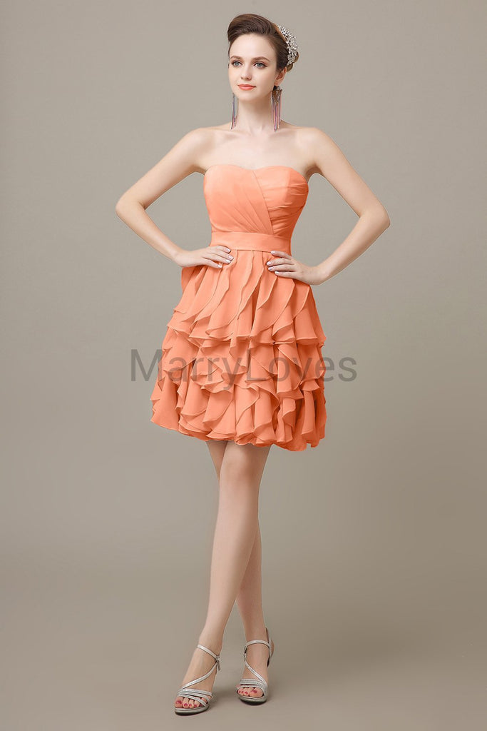 Sweetheart Ruffles Short Bridesmaid Dresses