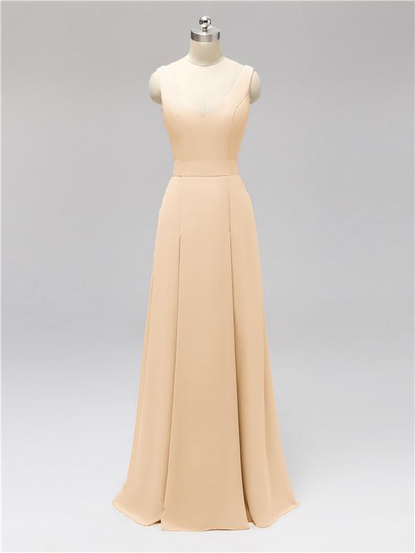 V Neck Floor Length Bridesmaid Dresses