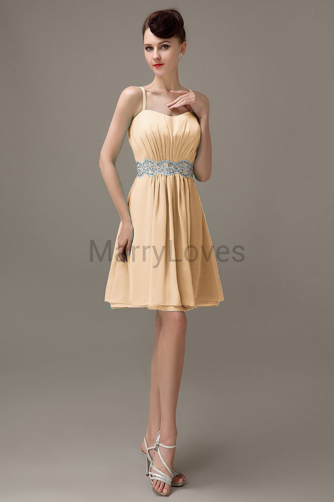 Spaghetti Strap Chiffon Short Bridesmaid Dresses