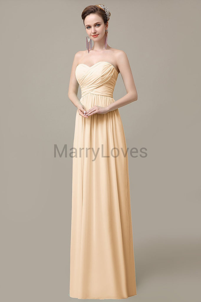 Sweetheart Chiffon Long Bridesmaid Dresses