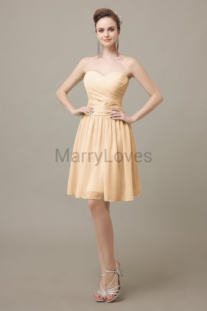 Sweetheart Short Chiffon Bridesmaid Dresses