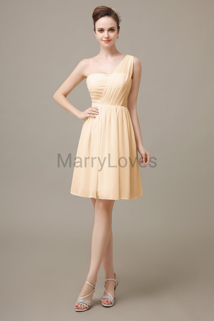 One shoulder Pleats Chiffon Bridesmaid Dresses