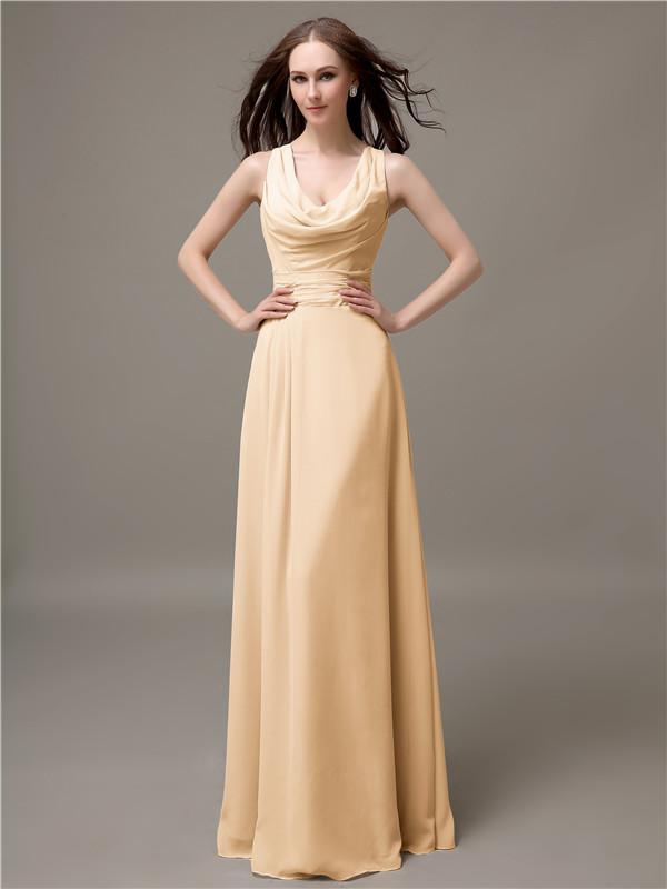 A-line Jewel Neck Floor-length Bridesmaid Dresses