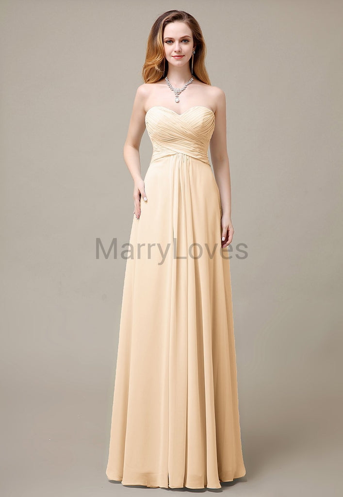 Cross-Pleated Chiffon Bridesmaid Dress with Sweetheart