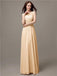 Floor-length Cap Sleeves Appliques Chiffon Bridesmaid Dresses