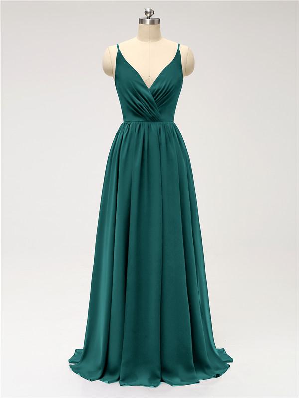 V Neck Chiffon Floor Length Bridesmaid Dresses