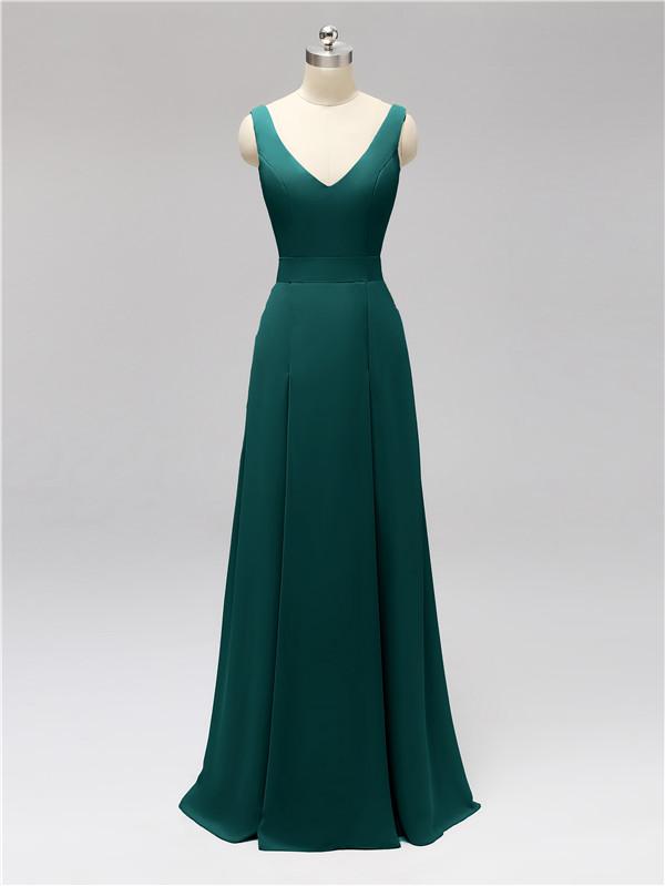 V Neck Floor Length Bridesmaid Dresses