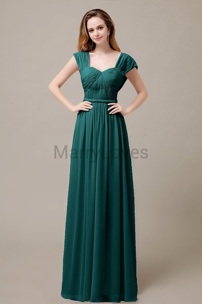 Floor Length Chiffon Bridesmaid Dresses with Pleated