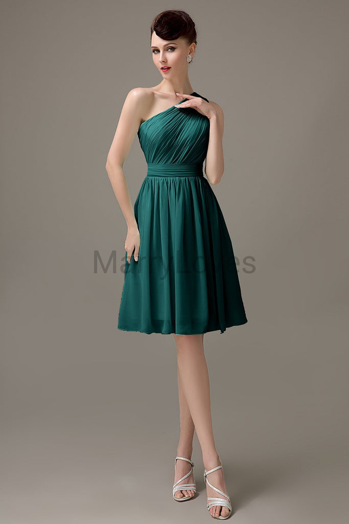 One Shoulder Pleats Bridesmaid Dresses