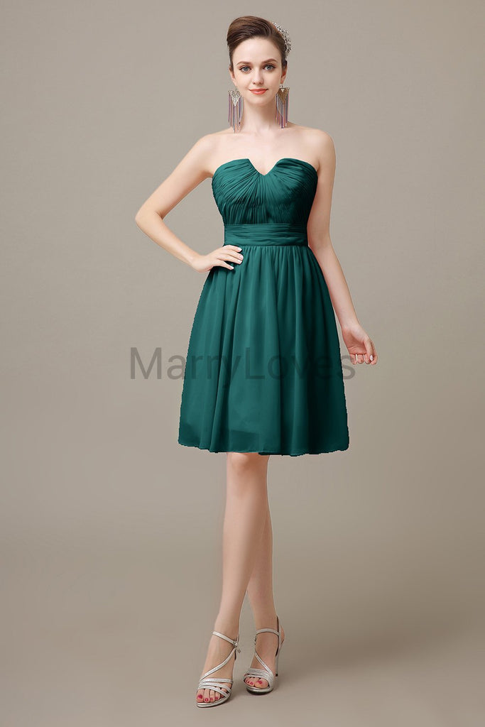 Sweetheart Neck Knee Length Chiffon Bridesmaid Dresses