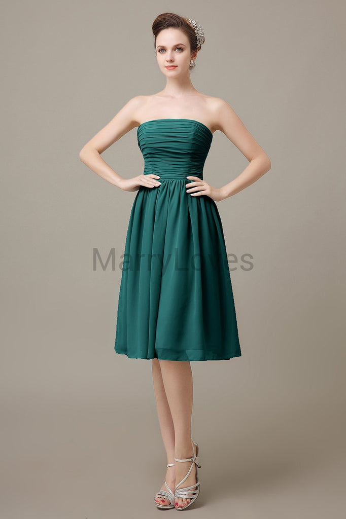 Strapless Pleats Short Bridesmaid Dresses