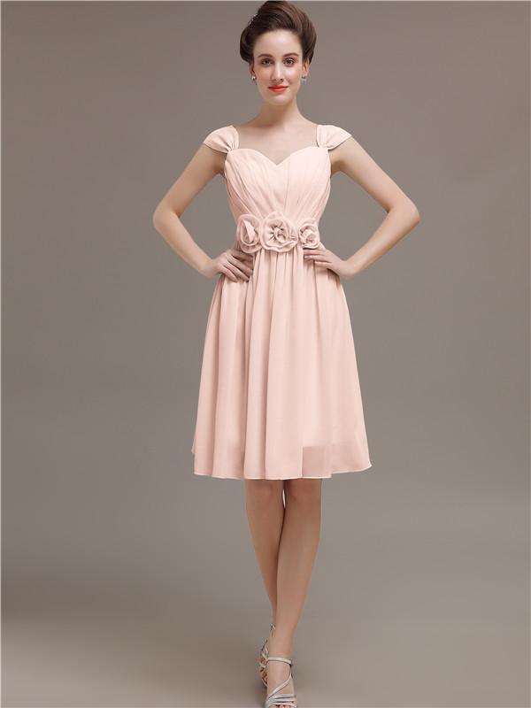 Straps Chiffon Short Bridesmaid Dresses