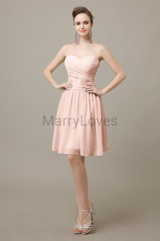 Sweetheart Short Chiffon Bridesmaid Dresses