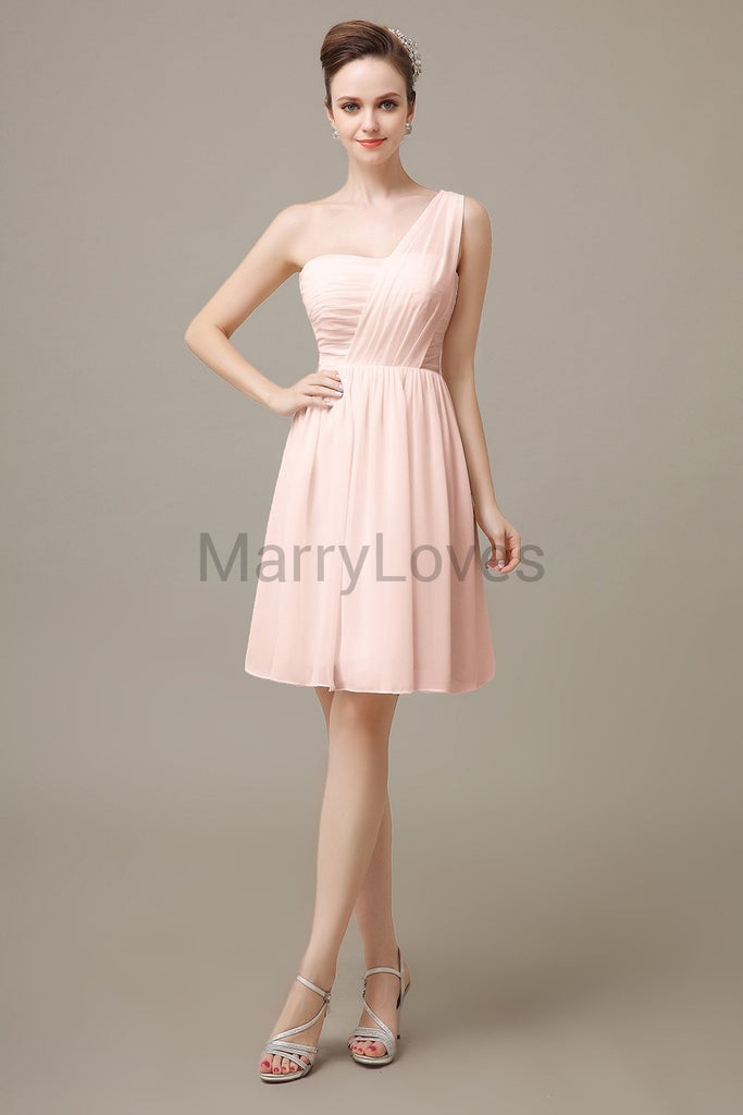 One shoulder Pleats Chiffon Bridesmaid Dresses