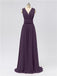 V Neck Chiffon Floor Length Bridesmaid Dresses