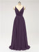 V Neck Chiffon Floor Length Bridesmaid Dresses