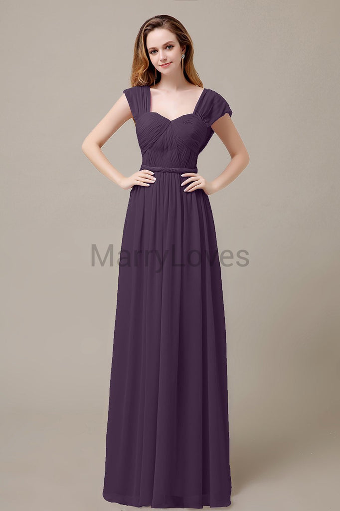 Floor Length Chiffon Bridesmaid Dresses with Pleated