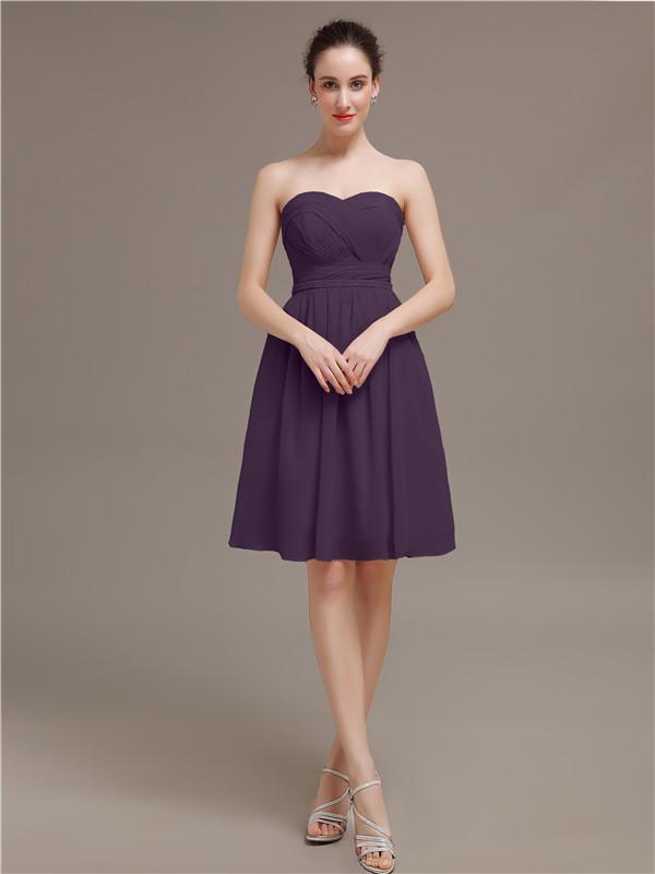 Sweetheart Chiffon Short Bridesmaid Dresses