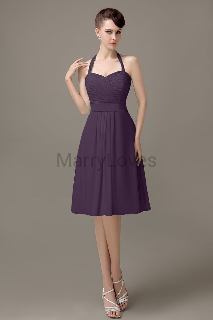 Halter Chiffon Short Bridesmaid Dresses