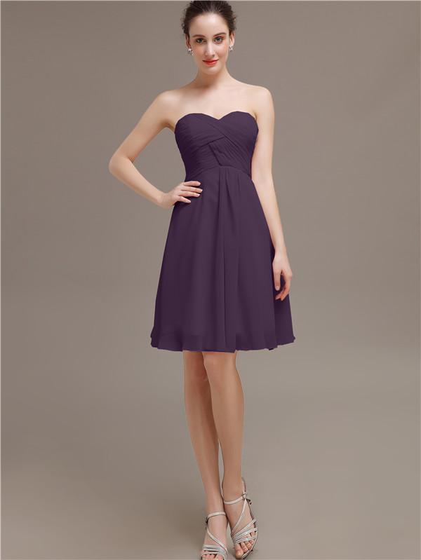 Sweetheart Pleats Chiffon Bridesmaid Dresses