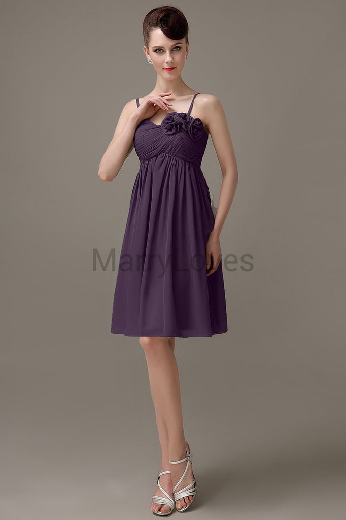 Spaghetti Strap Chiffon Short Bridesmaid Dresses