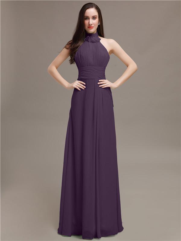 High Neck Chiffon Bridesmaid Dresses