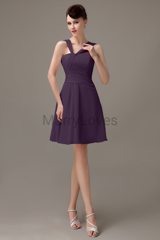 Cross Neck Chiffon Bridesmaid Dresses