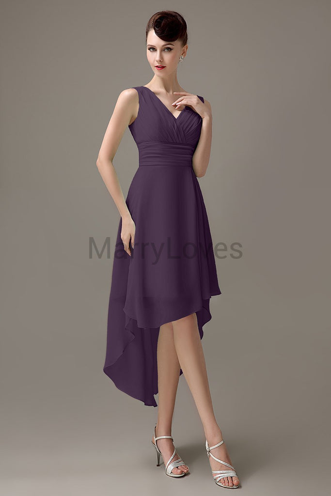 V-Neck Pleated Chiffon Bridesmaid Dresses