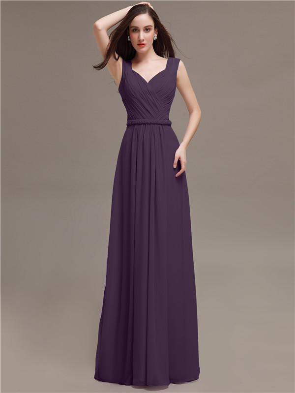 Straps Pleats Chiffon Bridesmaid Dresses