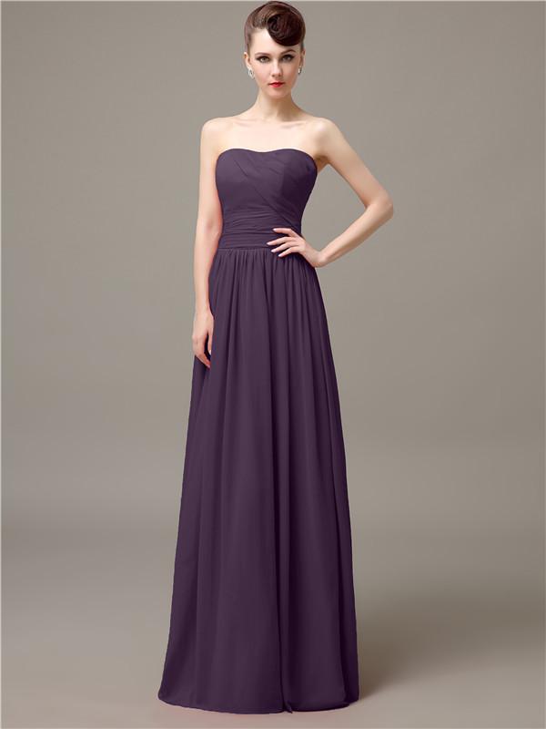 Strapless Pleats Chiffon Bridesmaid Dresses