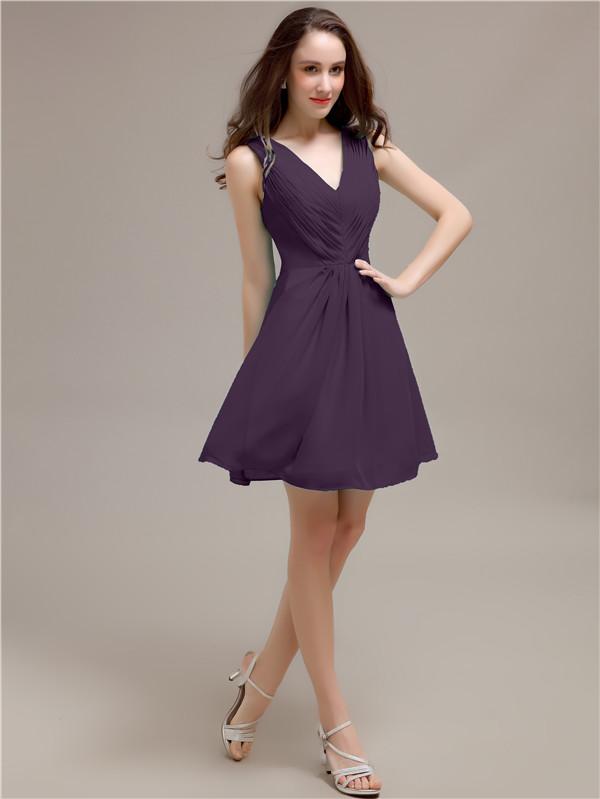 V-Neck Short A-Line Bridesmaid Dresses