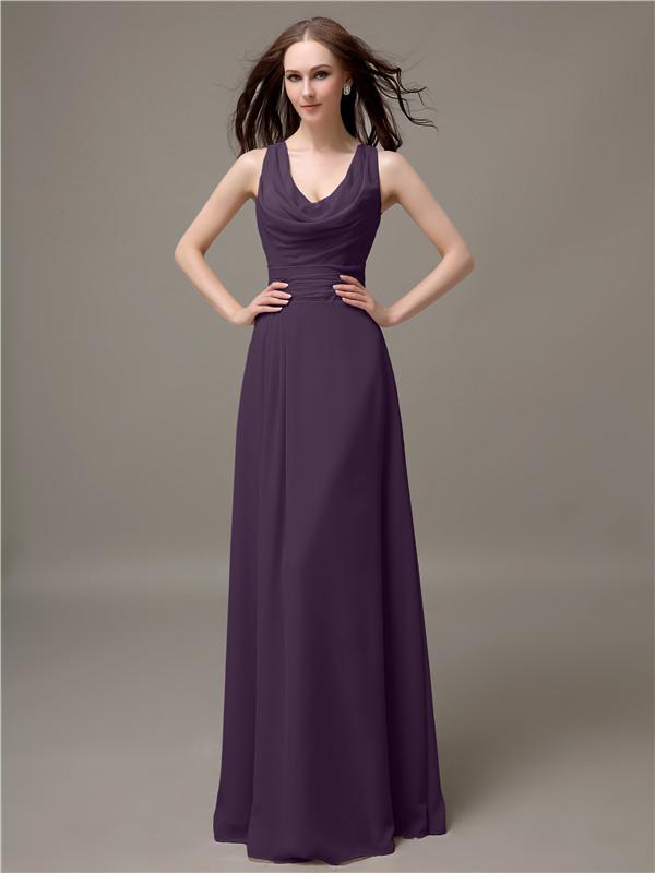 A-line Jewel Neck Floor-length Bridesmaid Dresses