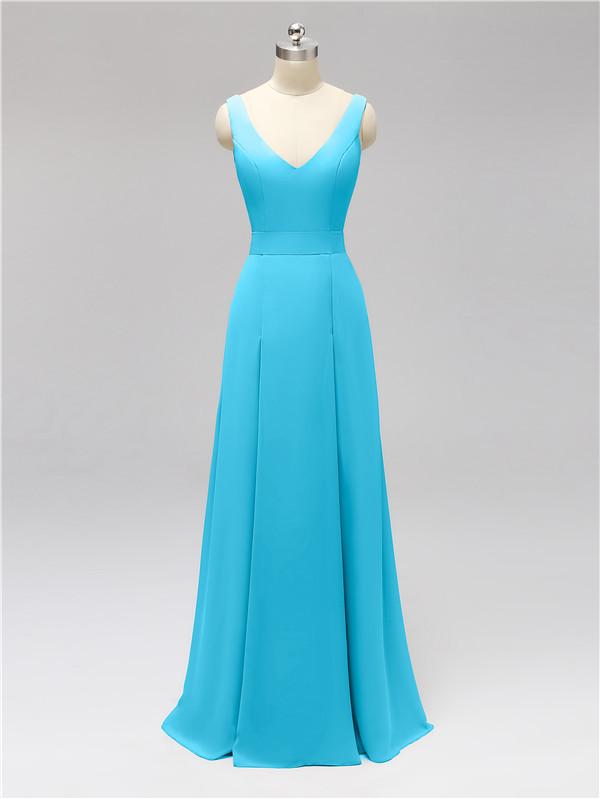 V Neck Floor Length Bridesmaid Dresses