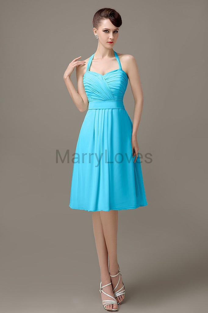 Halter Chiffon Short Bridesmaid Dresses