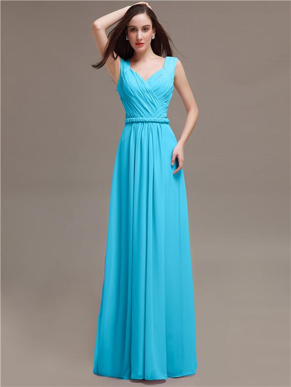 Straps Pleats Chiffon Bridesmaid Dresses