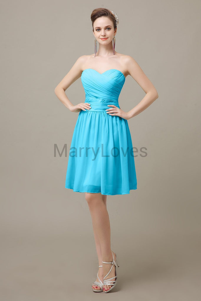 Sweetheart Short Chiffon Bridesmaid Dresses