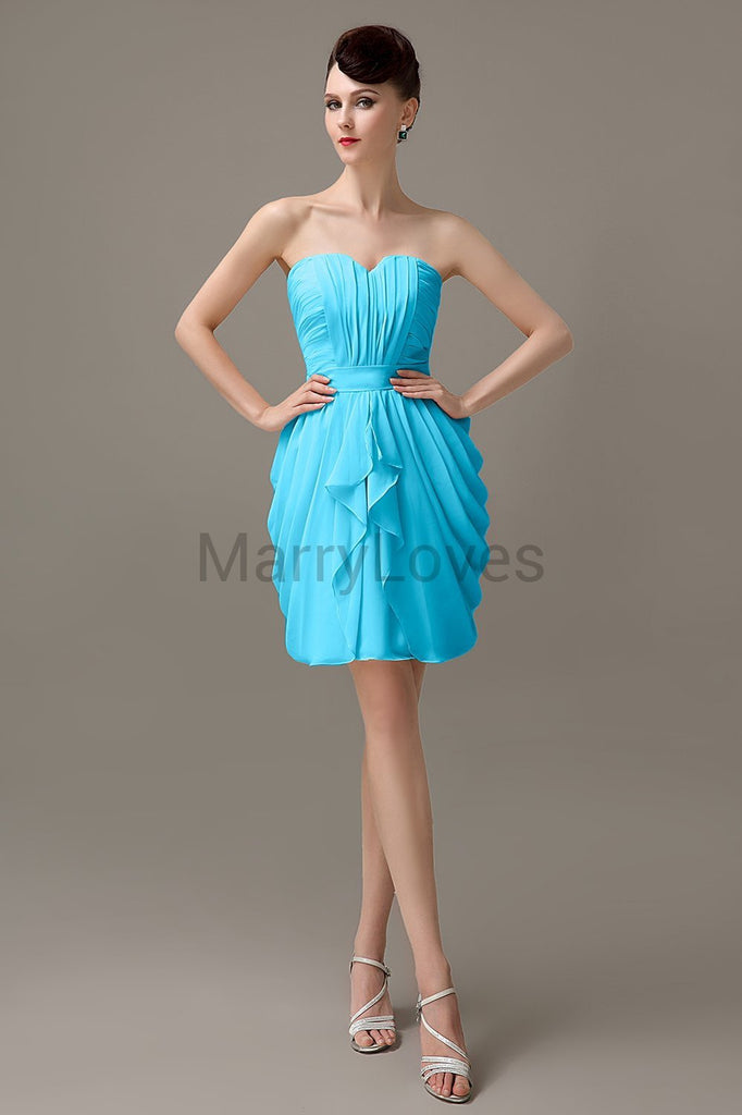 Sweetheart Chiffon Short Bridesmaid Dresses