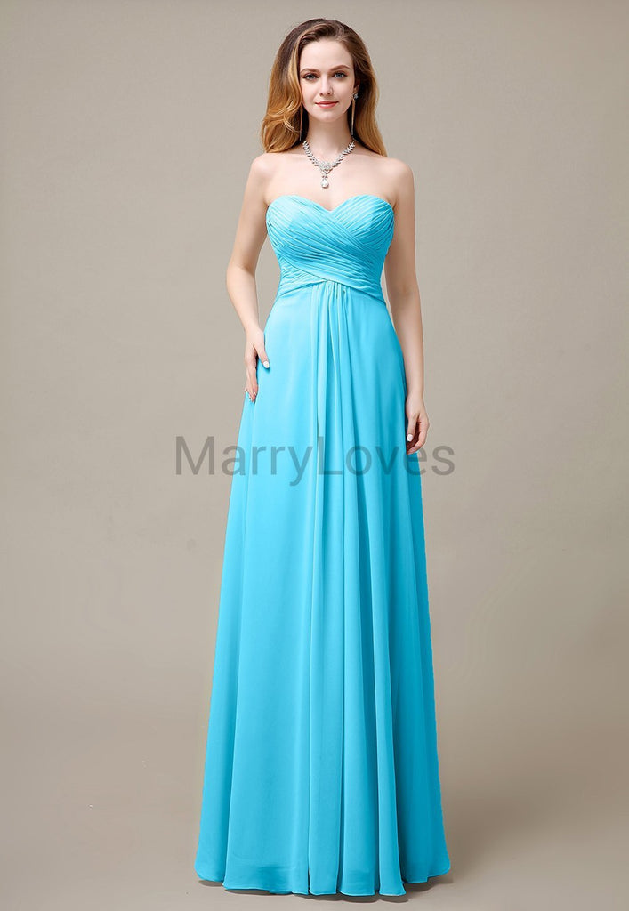 Cross-Pleated Chiffon Bridesmaid Dress with Sweetheart