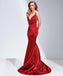 Sexy Mermaid Spaghetti Strap Red Long Prom Dresses, WP007