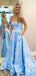 A-line Strapless Appliques Long Prom Dresses With Pockets, PD0557