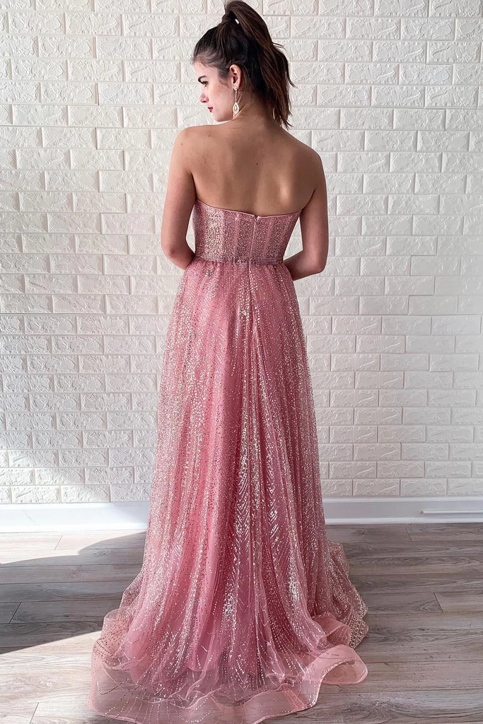 Unique Newest A-line Sweetheart Sparkly Long Prom Dresses, PD0562