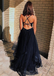 A-line Spaghetti Straps Deep V-neck Beading Top Organza Prom Dresses, PD0596