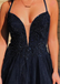 A-line Spaghetti Straps Deep V-neck Beading Top Organza Prom Dresses, PD0596