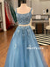 Two-pieces A-line Sleeveless Appliques Long Tulle Prom Dresses, PD0613